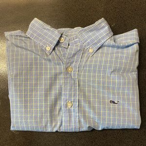 Vineyard Vines blue plaid button down shirt